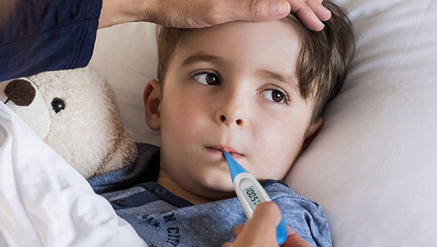 Child on sale with thermometer